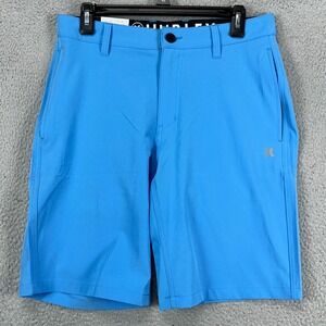 Hurley Men All Day Hybrid Shorts 30 Blue Flat Front Performance Stretch Golf NEW